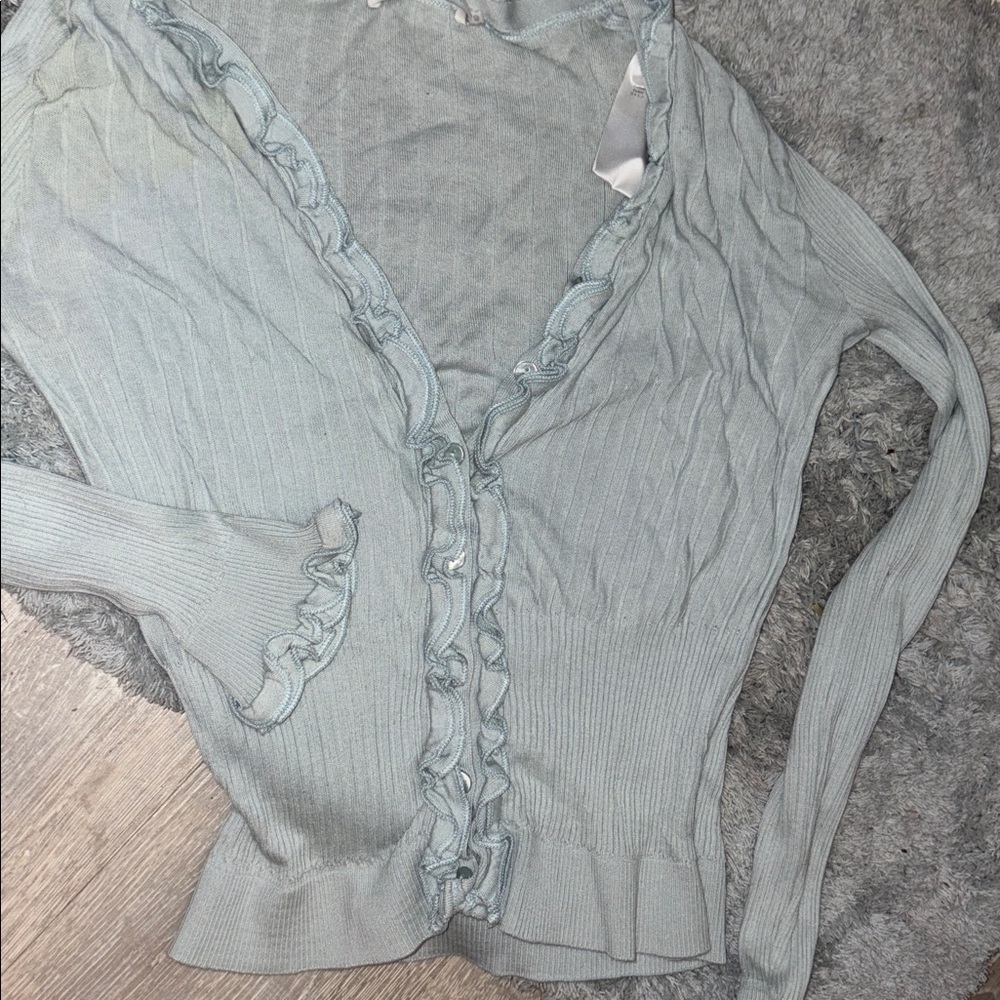 Anne Fontaine ruffle cotton top sz 40 made in France